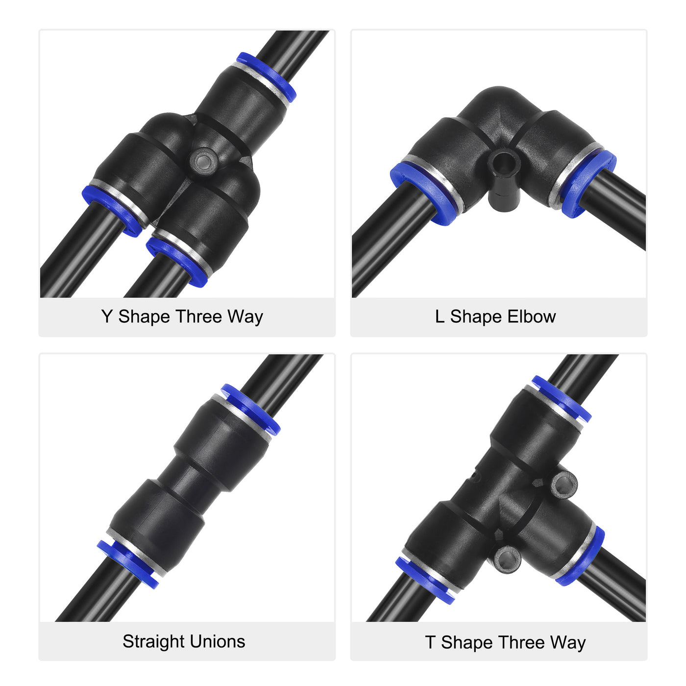 uxcell Uxcell Pneumatic Air Hose Tubing PU Air Compressor Tube Pipe with 7 Type Connect Fittings