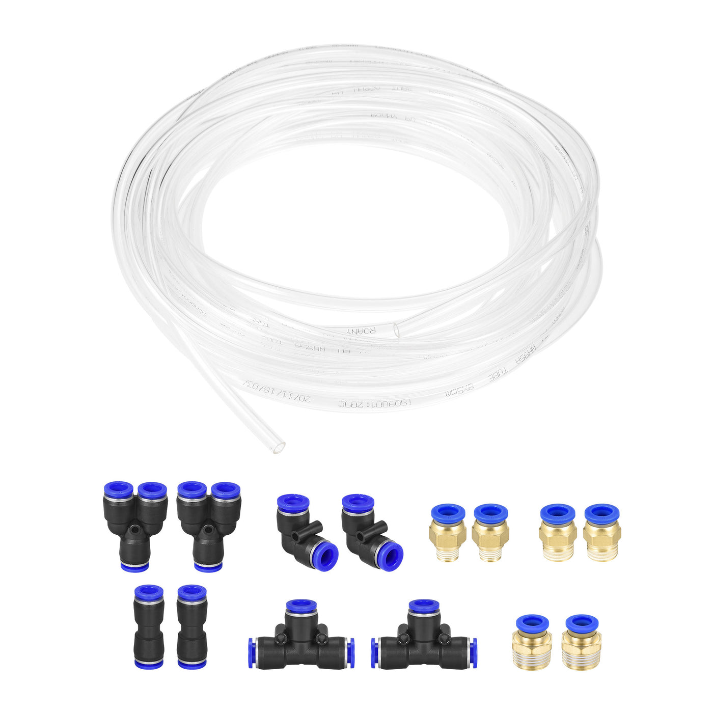 uxcell Uxcell Pneumatic Air Hose Tubing PU Air Compressor Tube Pipe with 7 Type Connect Fittings