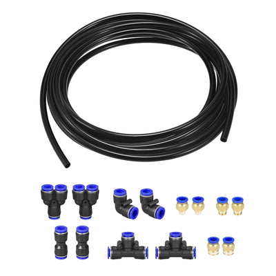 Harfington Uxcell Pneumatic Air Hose Tubing PU Air Compressor Tube with 7 Type Connect Fitting