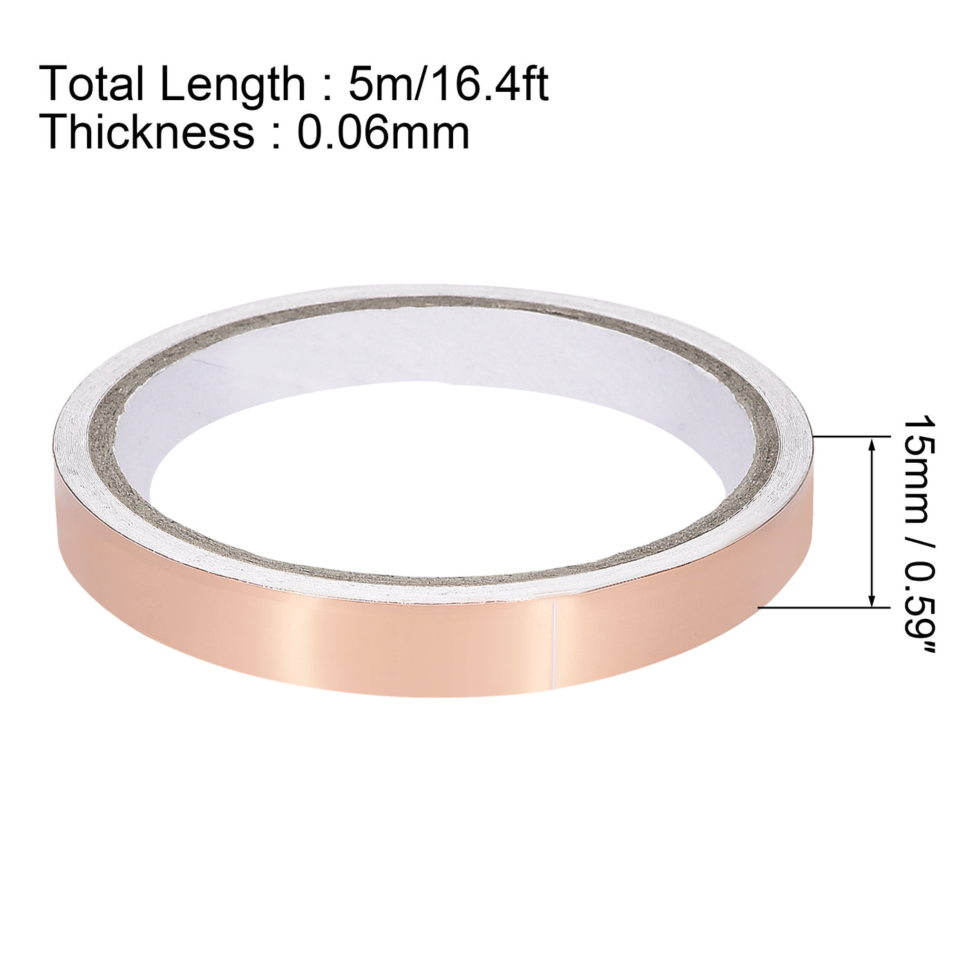 uxcell Uxcell Single-Sided Conductive Tape Copper Foil Tape 15mm x 5m/16.4ft for EMI Shielding 4pcs
