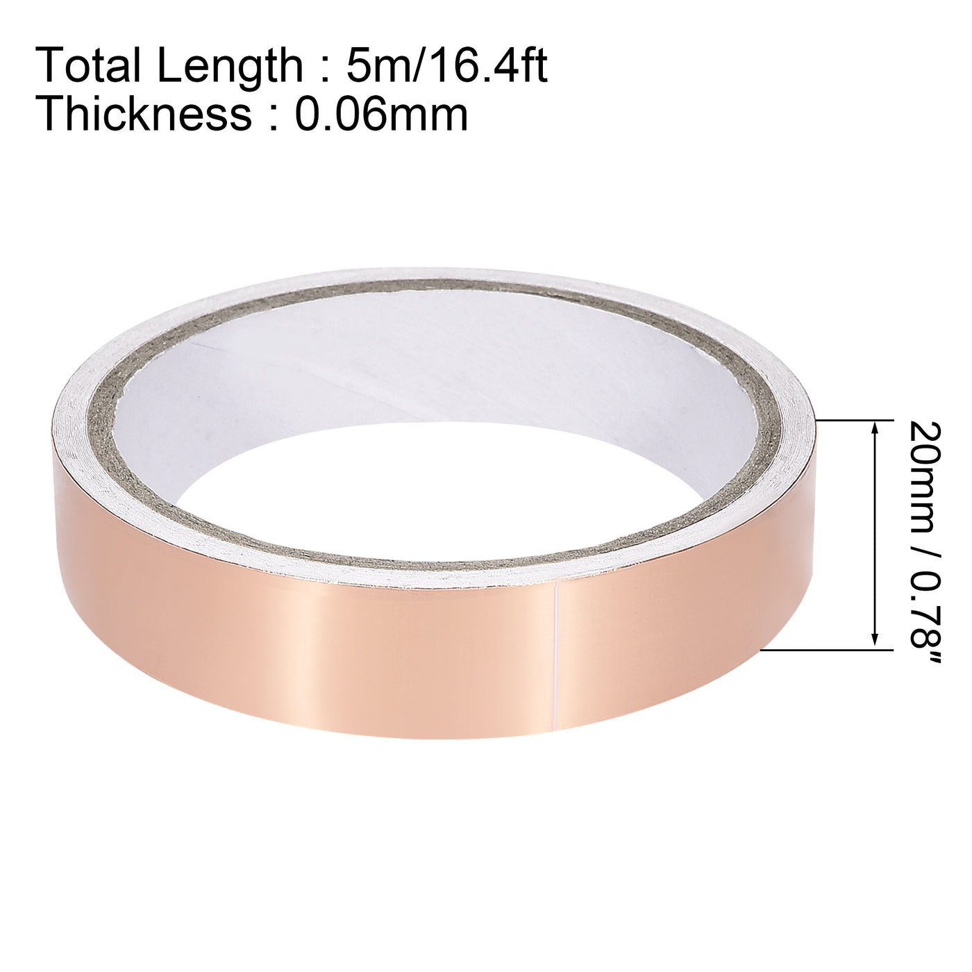 uxcell Uxcell Single-Sided Conductive Tape Copper Foil Tape 20mm x 5m/16.4ft for EMI Shielding 2pcs