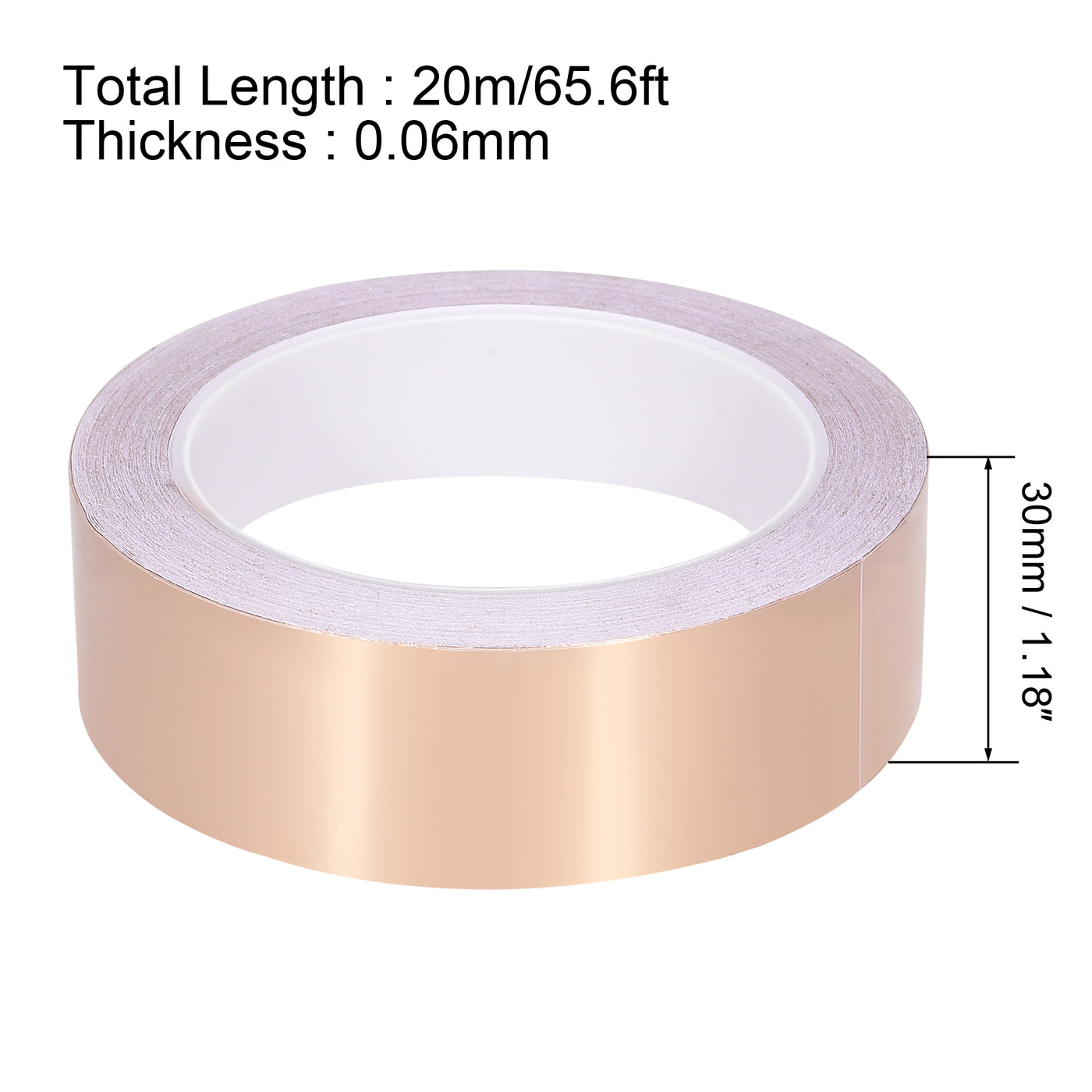 uxcell Uxcell Single-Sided Conductive Tape Copper Foil Tape 30mm x 20m/65.6ft for EMI Shielding 1pcs