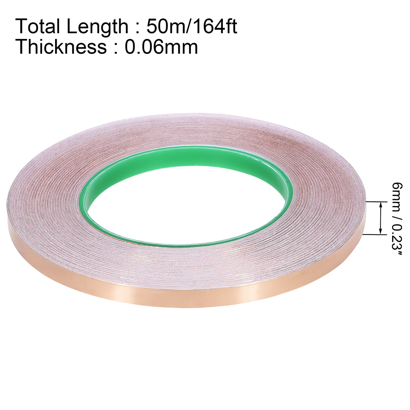 uxcell Uxcell Double-Sided Conductive Tape Copper Foil Tape 6mm x 50m/164ft for EMI Shielding 1pcs