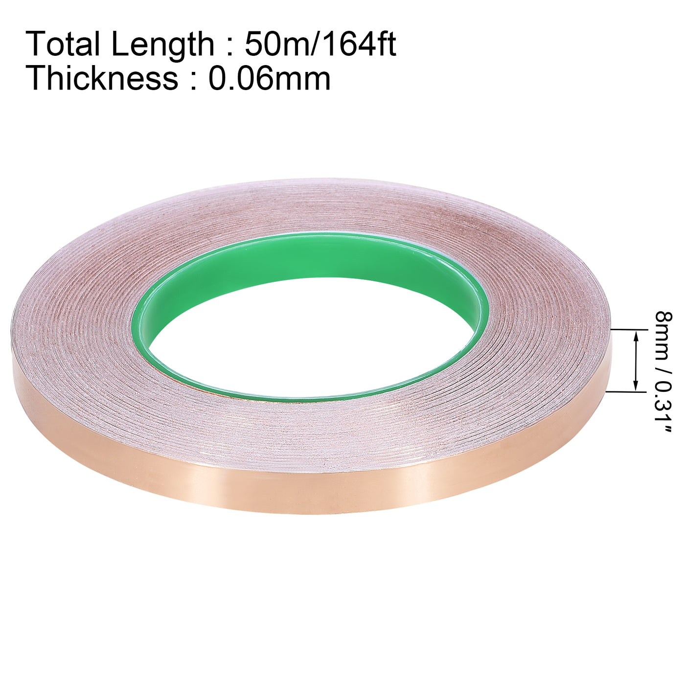 uxcell Uxcell Double-Sided Conductive Tape Copper Foil Tape 8mm x 50m/164ft for EMI Shielding 1pcs