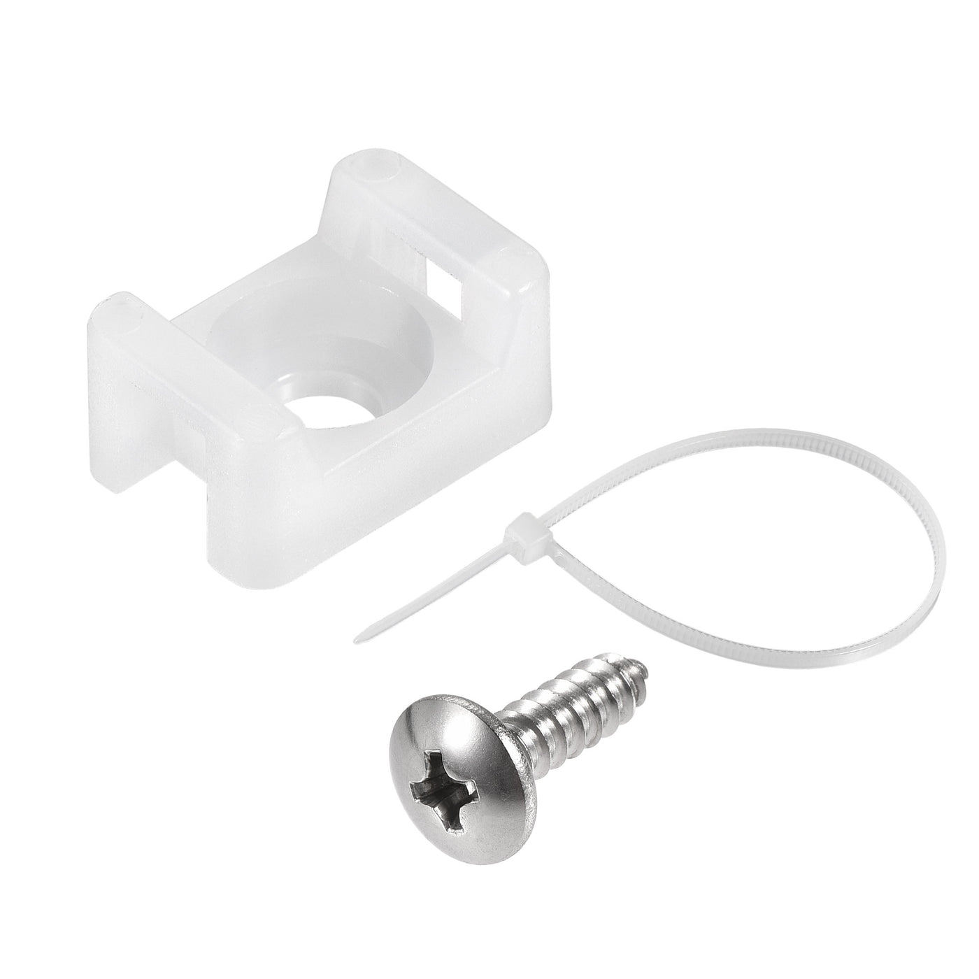 uxcell Uxcell 14.6mm x 10mm x 6.85mm Nylon Cable Fasten Clip with Screws and Ties White 50 Set