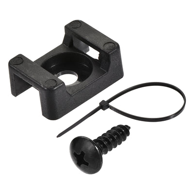 Harfington Uxcell 22.3mmx15.6mmx9.1mm Nylon Cable Fasten Clip with Screws and Ties Black 50 Set