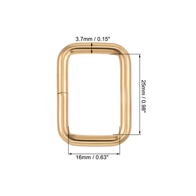 Harfington Uxcell Metal Rectangle Ring Buckles 25x16mm for Bags Belts DIY Gold Tone 20pcs