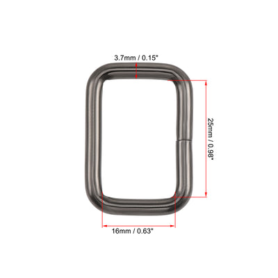 Harfington Uxcell Metal Rectangle Ring Buckles 25x16mm for Bags Belts DIY Black 30pcs