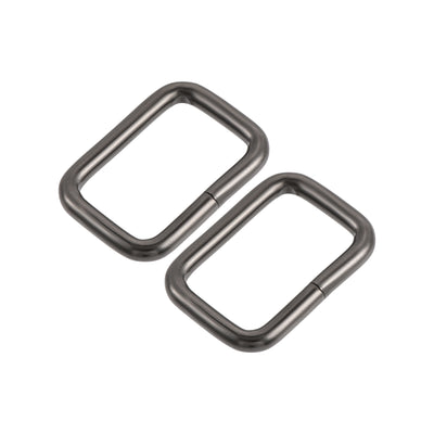 Harfington Uxcell Metal Rectangle Ring Buckles 25x16mm for Bags Belts DIY Black 30pcs