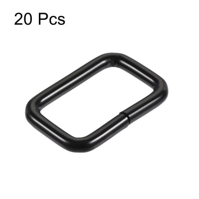 Harfington Uxcell Metal Rectangle Ring Buckles 25x16mm for Bags Belts DIY Light Black 20pcs