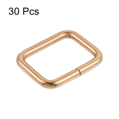 Harfington Uxcell Metal Rectangle Ring Buckles 25x20mm for Bags Belts DIY Gold Tone 30pcs