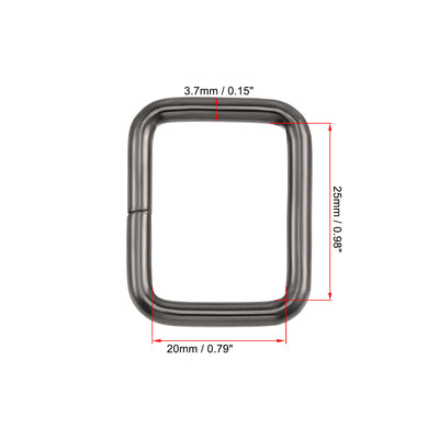 Harfington Uxcell Metal Rectangle Ring Buckles 25x20mm for Bags Belts DIY Black 15pcs
