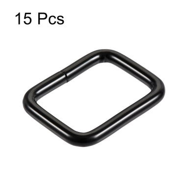 Harfington Uxcell Metal Rectangle Ring Buckles 25x20mm for Bags Belts DIY Light Black 15pcs