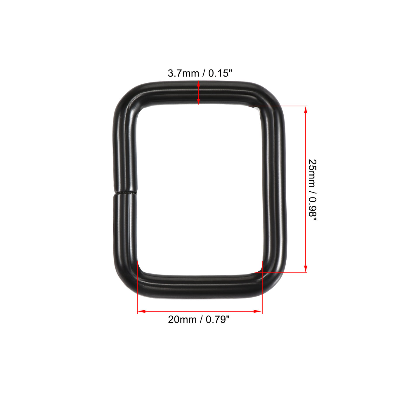 uxcell Uxcell Metal Rectangle Ring Buckles 25x20mm for Bags Belts DIY Light Black 15pcs