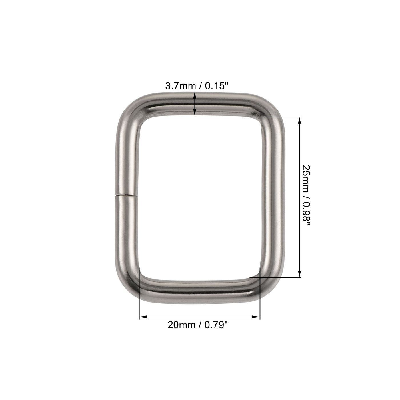 uxcell Uxcell Metal Rectangle Ring Buckles 25x20mm for Bags Belts DIY Silver Tone 20pcs
