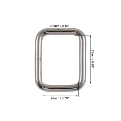 Harfington Uxcell Metal Rectangle Ring Buckles 25x20mm for Bags Belts DIY Silver Tone 20pcs