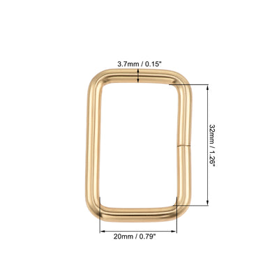 Harfington Uxcell Metal Rectangle Ring Buckles 32x20mm for Bags Belts DIY Gold Tone 30pcs