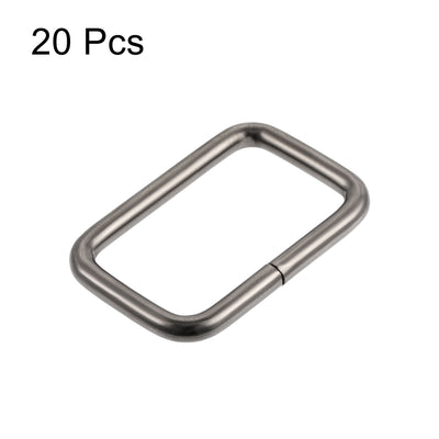 Harfington Uxcell Metal Rectangle Ring Buckles 32x20mm for Bags Belts DIY Black 20pcs
