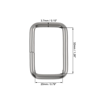 Harfington Uxcell Metal Rectangle Ring Buckles 32x20mm for Bags Belts DIY Silver Tone 30pcs