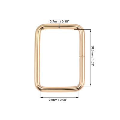 Harfington Uxcell Metal Rectangle Ring Buckles 38.8x25mm for Bags Belts DIY Gold Tone 20pcs
