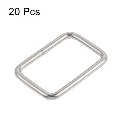 Harfington Uxcell Metal Rectangle Ring Buckles 38.8x25mm for Bags Belts DIY Silver Tone 20pcs