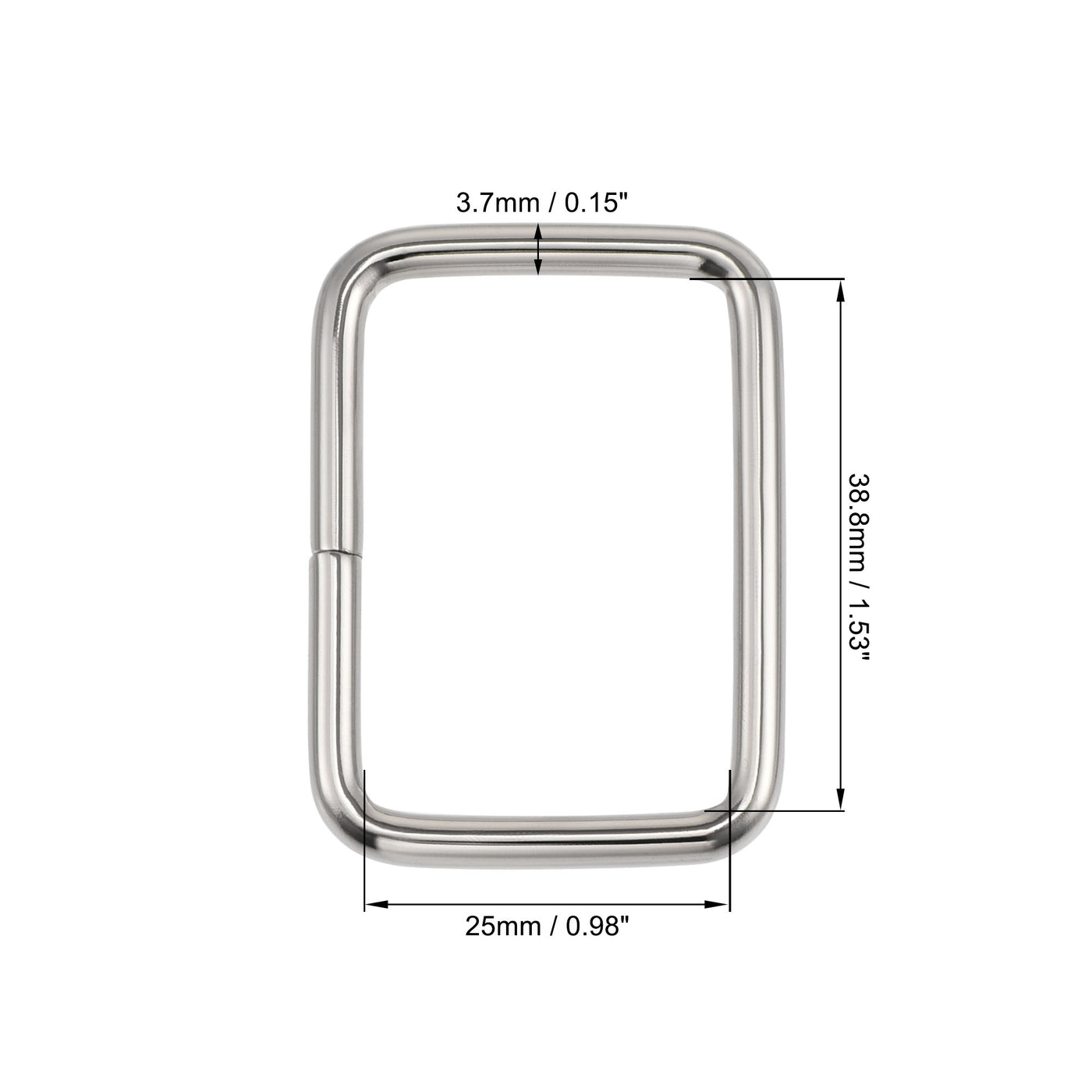 uxcell Uxcell Metal Rectangle Ring Buckles 38.8x25mm for Bags Belts DIY Silver Tone 20pcs