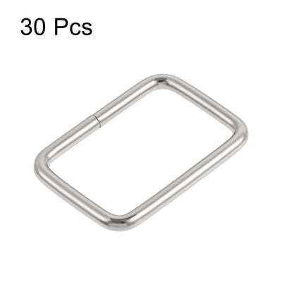 Harfington Uxcell Metal Rectangle Ring Buckles 38.8x25mm for Bags Belts DIY Silver Tone 30pcs