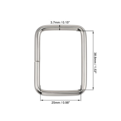 Harfington Uxcell Metal Rectangle Ring Buckles 38.8x25mm for Bags Belts DIY Silver Tone 30pcs