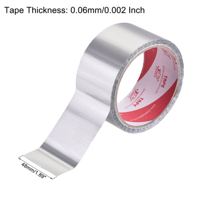 Harfington Uxcell Aluminum Foil Tape, 48mmx32m Self-adhesive Waterproof High Temperature Sealing Tapes for HVAC Duct Pipe Insulation