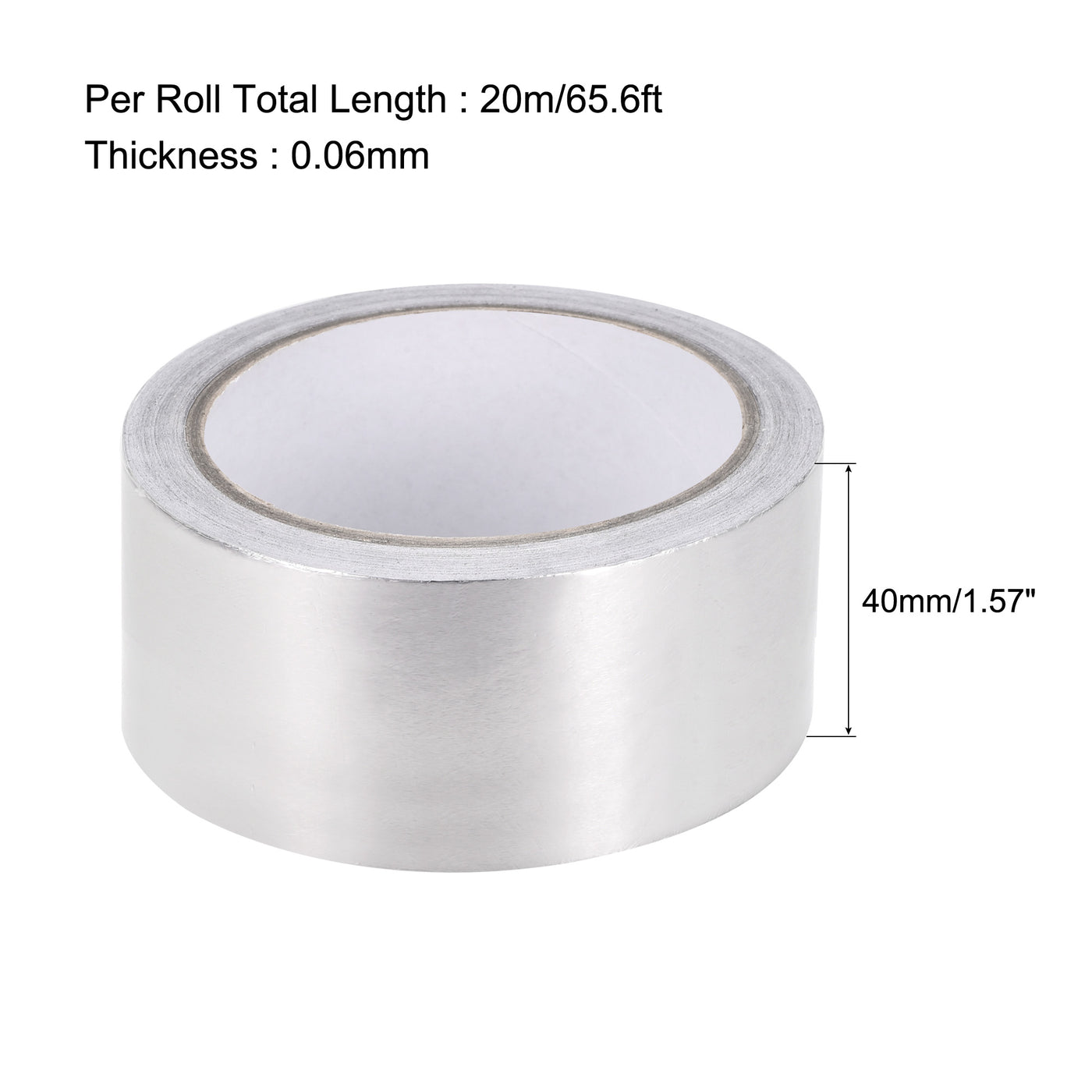 uxcell Uxcell 40mm Aluminum Foil Tape High Temperature Tape for HVAC, Sealing, Patching Hot and Cold Air Ducts Single Sided Adhesive Tape 20m/65ft