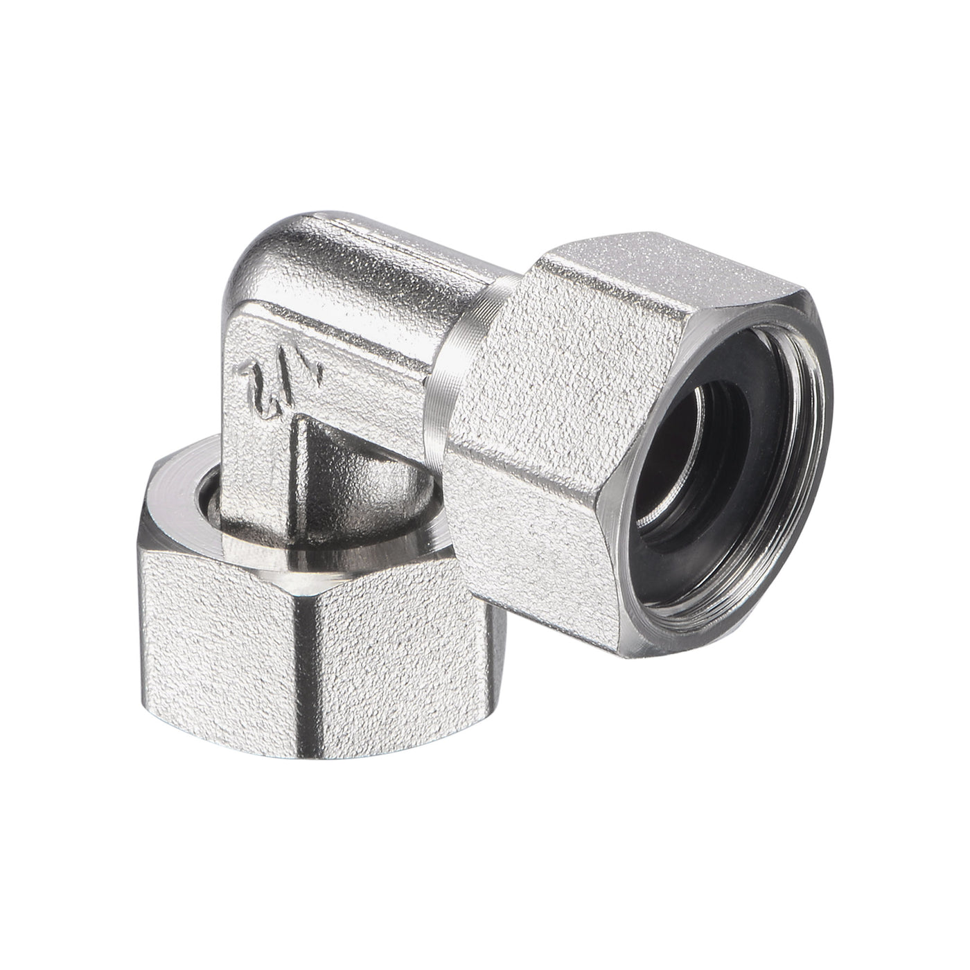 uxcell Uxcell Pipe Fitting Elbow G1/2 Female Thread 2 Way L Shape Hose Connector Adapter, Nickel-Plated Copper