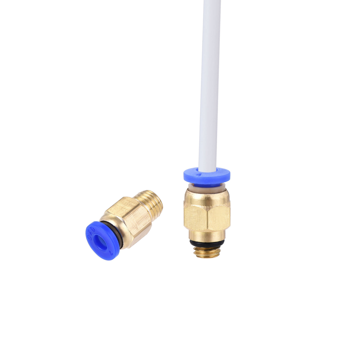 uxcell Uxcell Pneumatic PTFE Air Tubing Kit with M6 M8 Push to Connect Fittings for Air Hose Line Pipe 4mm OD 4M White