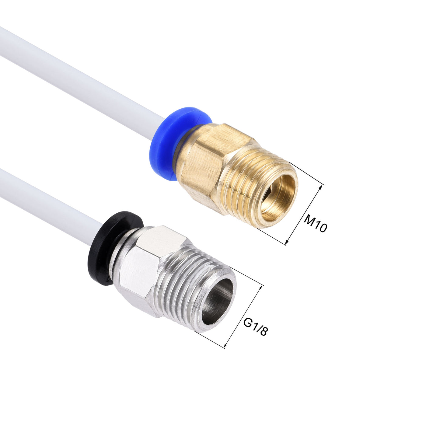 uxcell Uxcell Pneumatic PTFE Air Tubing Kit Hose Air Line Tubing 4mm OD 2M White with M10 G1/8 Push to Connect Fittings