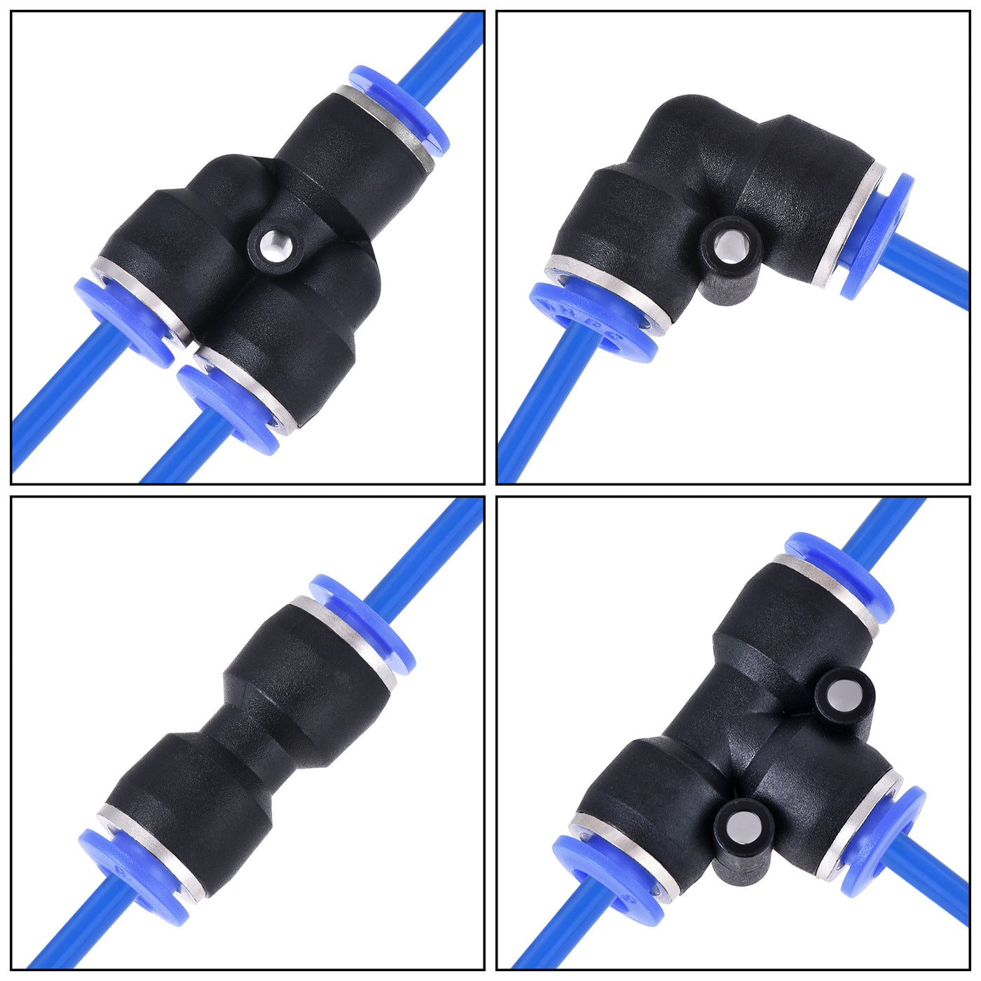 uxcell Uxcell Pneumatic PU Air Tubing Kit with Push to Connect Fittings for Air Hose Line Pipe 6mm OD 10 Meters Blue