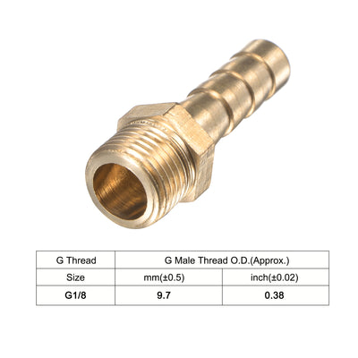 Harfington Uxcell Brass Hose Barb Fitting Straight 6mm x G1/8 Male Thread Pipe Connector with Stainless Steel Hose Clamp, Pack of 3