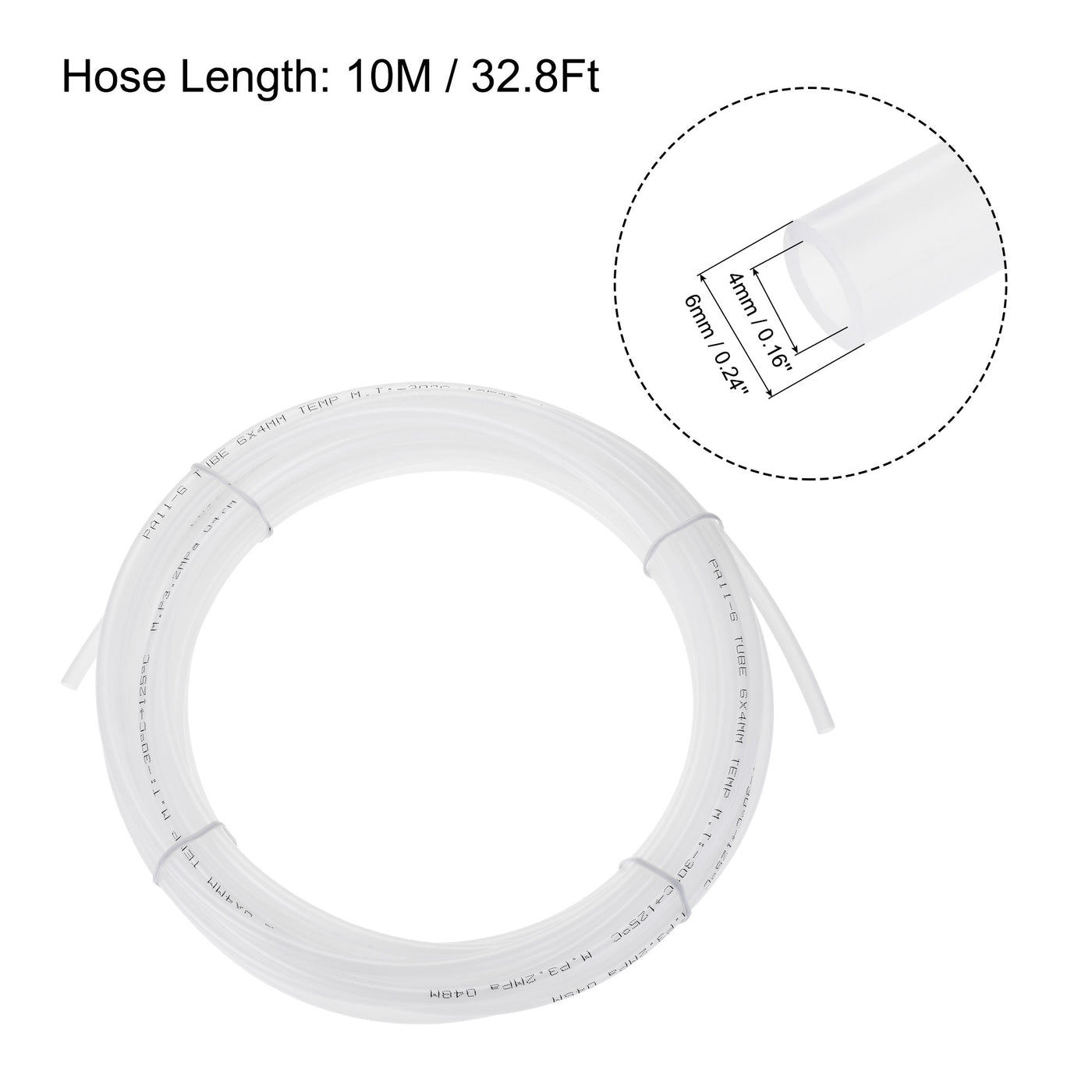 uxcell Uxcell Pneumatic 6mm OD Nylon Air Hose Tubing Kit 10 Meters White with 8 Pcs Push to Connect Fittings