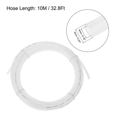 Harfington Uxcell Pneumatic 6mm OD Nylon Air Hose Tubing Kit 10 Meters White with 8 Pcs Push to Connect Fittings