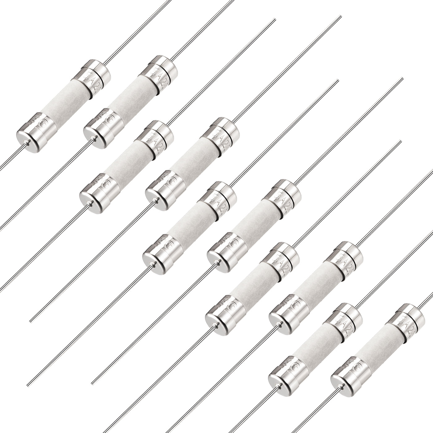 uxcell Uxcell Fast Blow Fuse Lead Wire Ceramic Fuses 5mm x 20mm 250V F5A 95mm Length 10Pcs