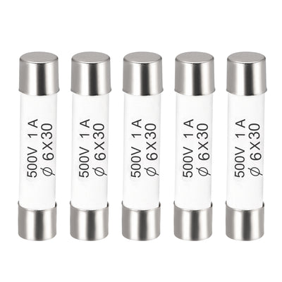 Harfington Uxcell Ceramic Cartridge Fuses 1A 500V 6x30mm Fast Blow for Energy Saving Lamp 5pcs