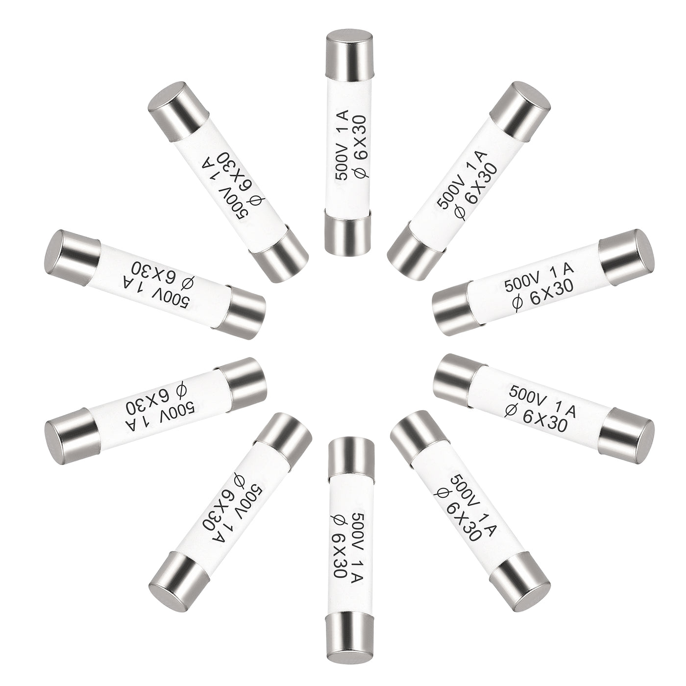 uxcell Uxcell Ceramic Cartridge Fuses 1A 500V 6x30mm Fast Blow for Energy Saving Lamp 10pcs