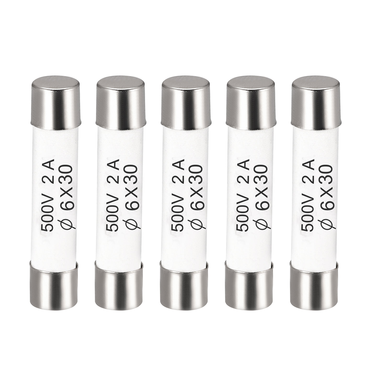 uxcell Uxcell Ceramic Cartridge Fuses 2A 500V 6x30mm Fast Blow for Energy Saving Lamp 5pcs