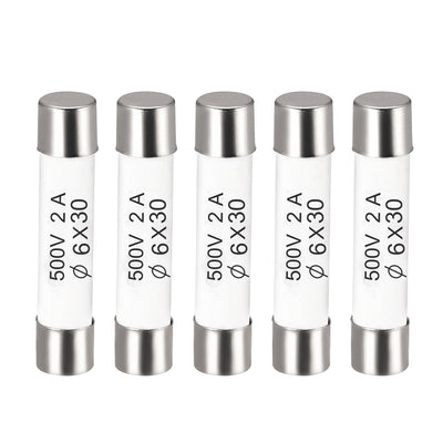 Harfington Uxcell Ceramic Cartridge Fuses 2A 500V 6x30mm Fast Blow for Energy Saving Lamp 5pcs