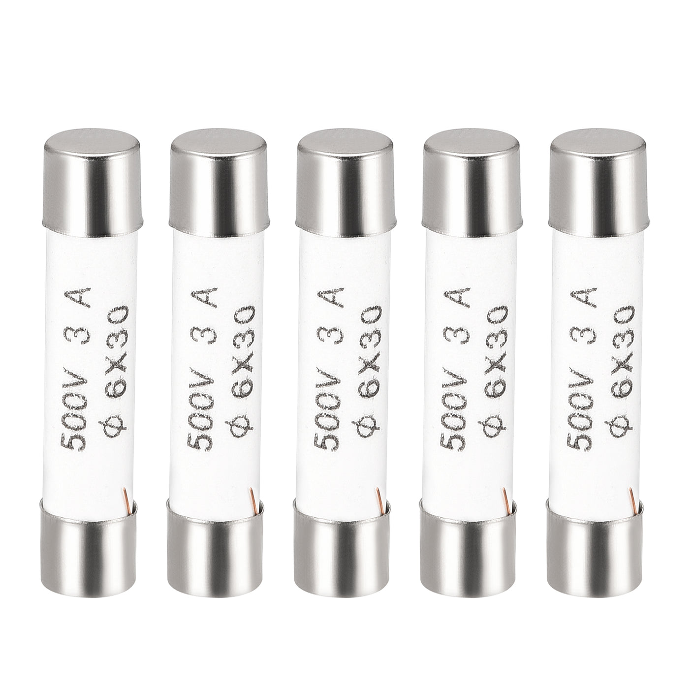uxcell Uxcell Ceramic Cartridge Fuses 3A 500V 6x30mm Fast Blow for Energy Saving Lamp 5pcs