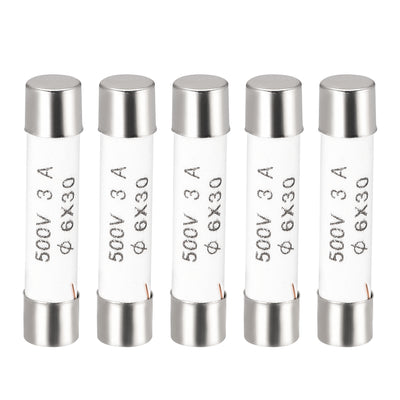 Harfington Uxcell Ceramic Cartridge Fuses 3A 500V 6x30mm Fast Blow for Energy Saving Lamp 5pcs