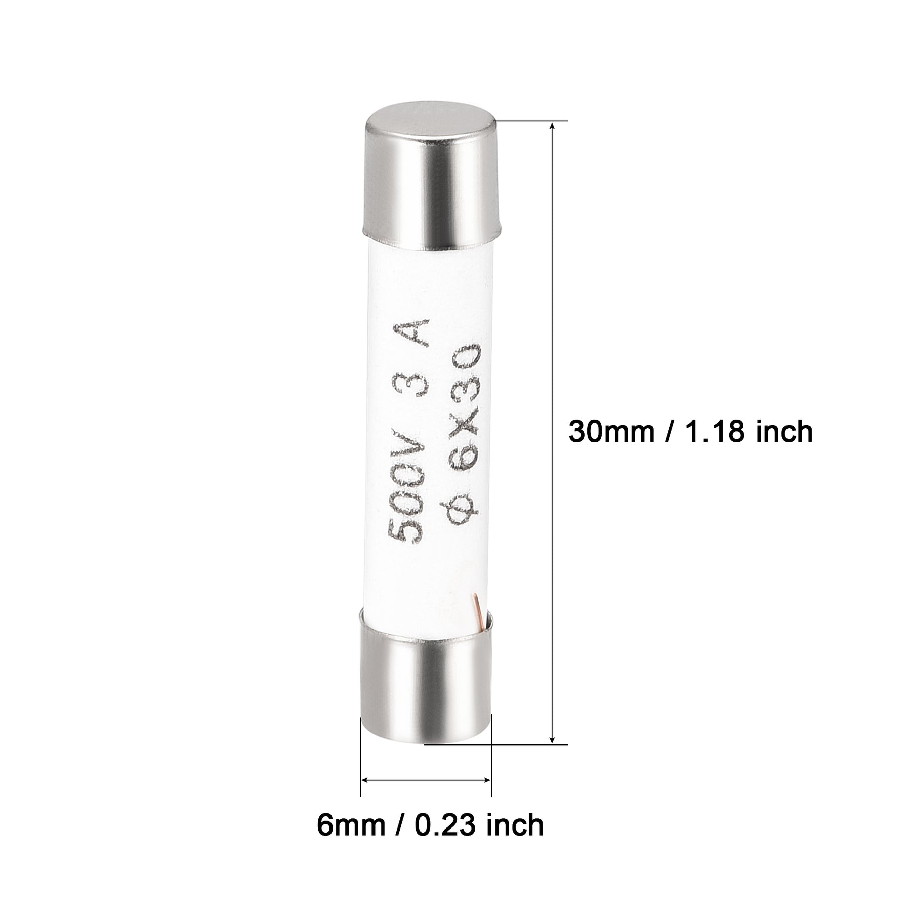 Uxcell Ceramic Cartridge Fuses 3A 500V 6x30mm Fast Blow for Energy