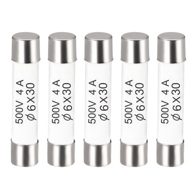 Harfington Uxcell Ceramic Cartridge Fuses 4A 500V 6x30mm Fast Blow for Energy Saving Lamp 5pcs