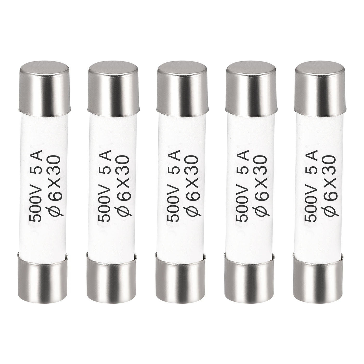 uxcell Uxcell Ceramic Cartridge Fuses 5A 500V 6x30mm Fast Blow for Energy Saving Lamp 5pcs