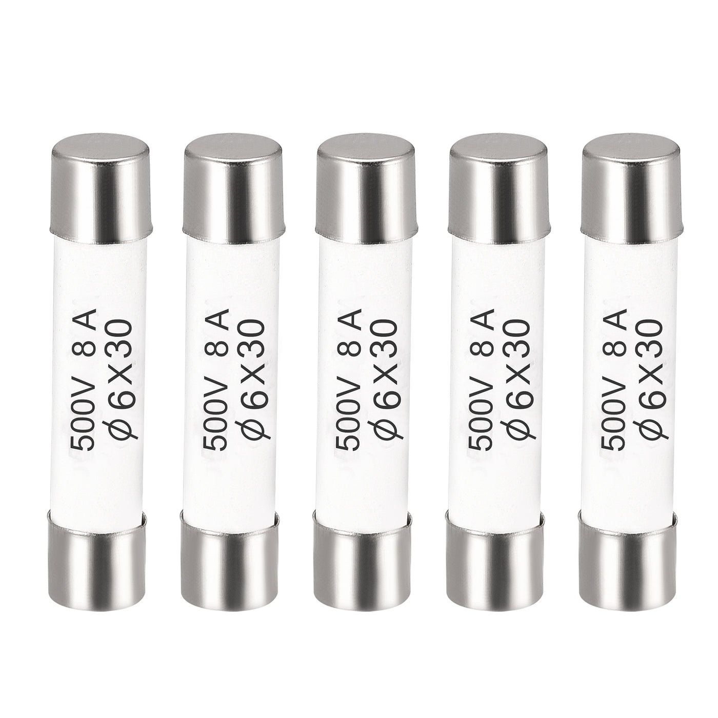 uxcell Uxcell Ceramic Cartridge Fuses 8A 500V 6x30mm Fast Blow for Energy Saving Lamp 5pcs