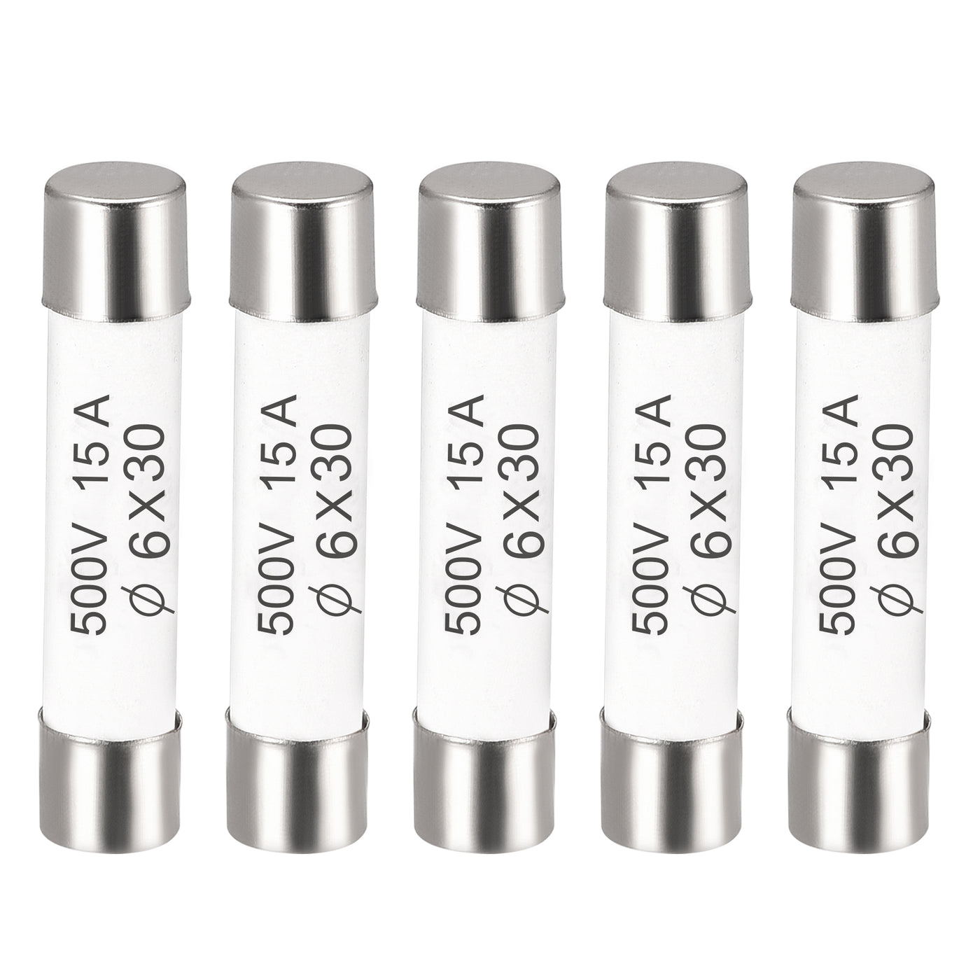 uxcell Uxcell Ceramic Cartridge Fuses 15A 500V 6x30mm Fast Blow for Energy Saving Lamp 5pcs