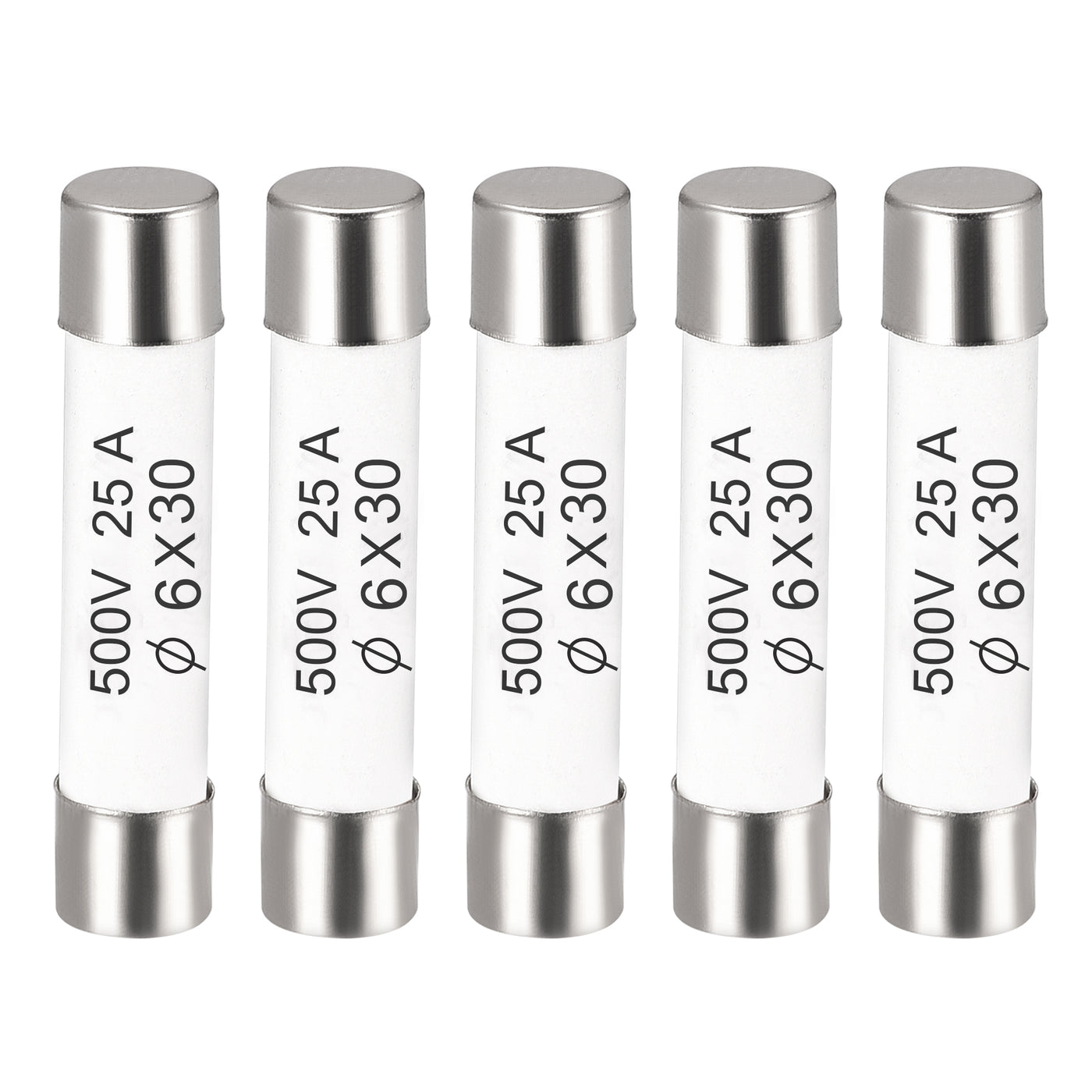 uxcell Uxcell Ceramic Cartridge Fuses 25A 500V 6x30mm Fast Blow for Energy Saving Lamp 5pcs